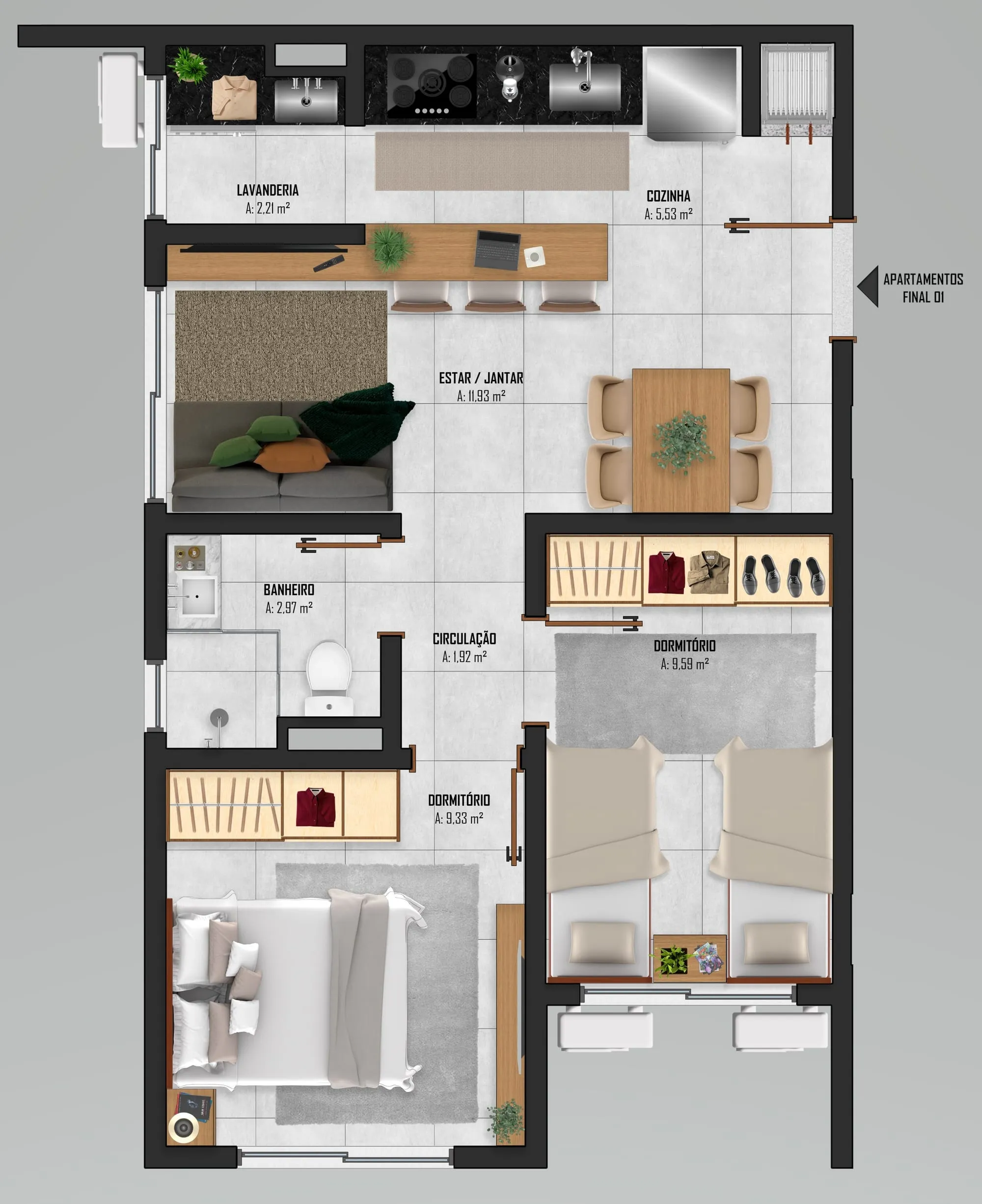 Planta humanizada — apartamento 1