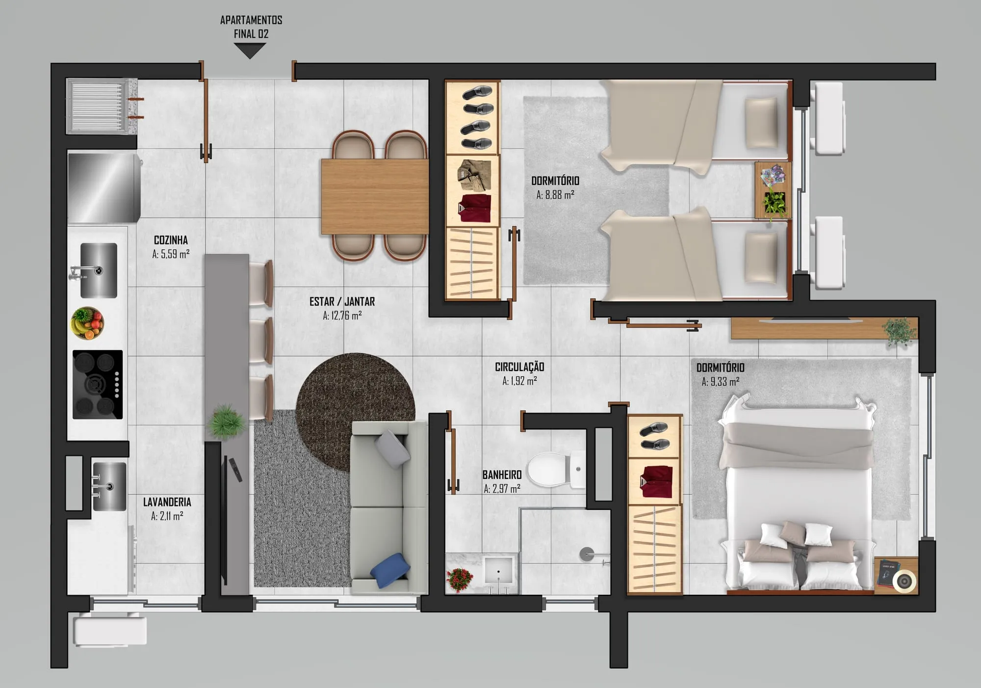 Planta humanizada — apartamento 2